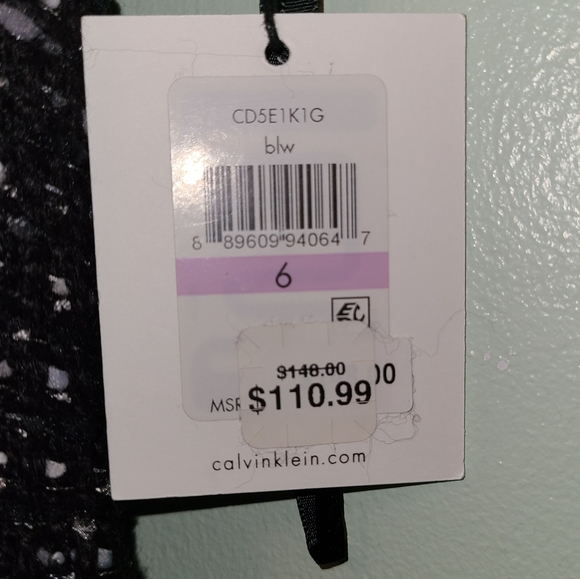 NWT Calvin Klein Tweed Dress with Faux Fur Trim - Picture 7 of 8